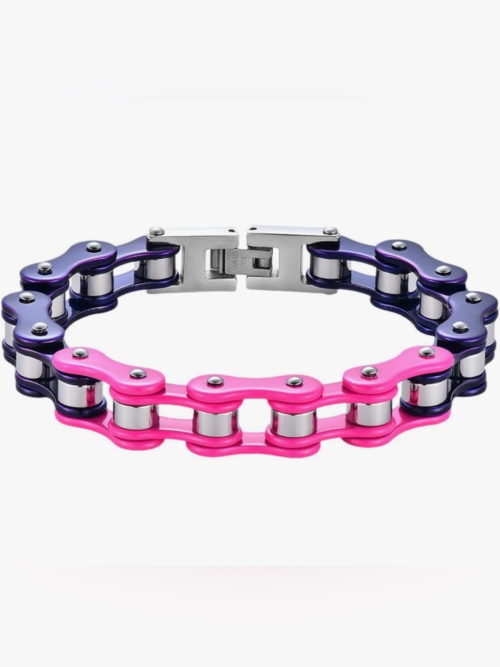 Pink and Purple Biker Chain Link Bracelet